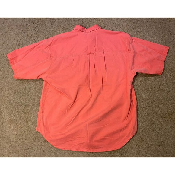 Eddie Bauer Button Up Shirt Mens XL Short Sleeve Pink Coral Rufton Twill - Picture 2 of 8